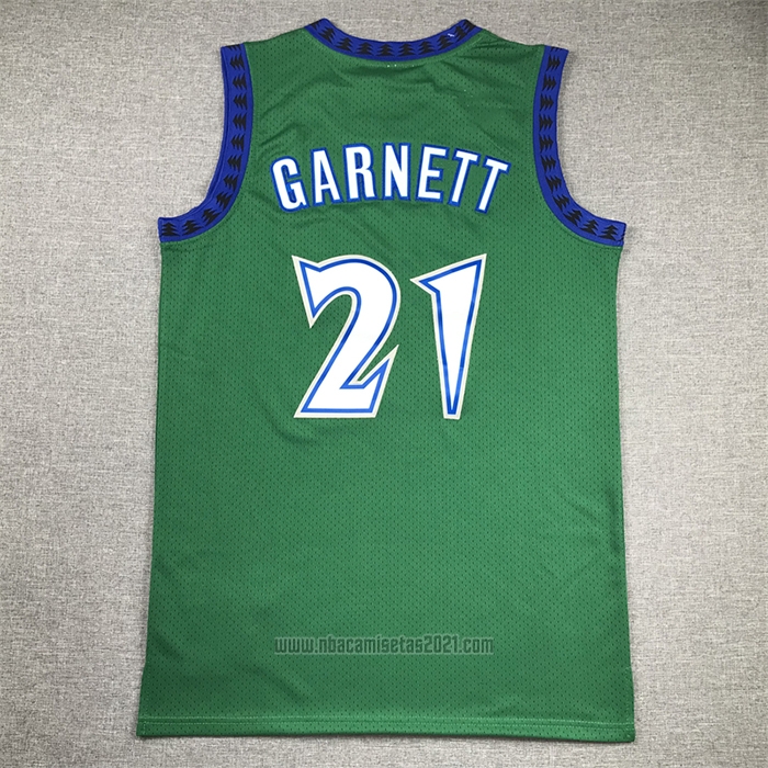 Camiseta Minnesota Timberwolves Kevin Garnett #21 Hardwood Classics Throwback 1997-98 Verde